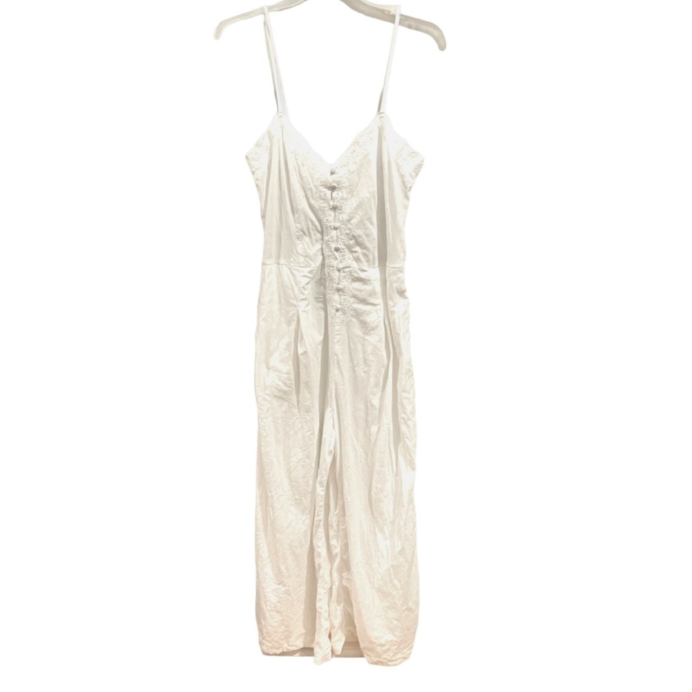 Free People White Crepe Wide Leg Eileen Jumpsuit Size 10 NWOT - Picture 5 of 15
